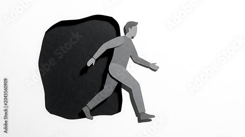 Man Stepping Out of Darkness into Light Concept