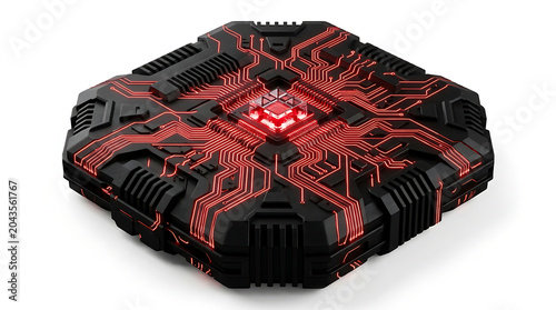 Futuristic circuit board design isolated on white background