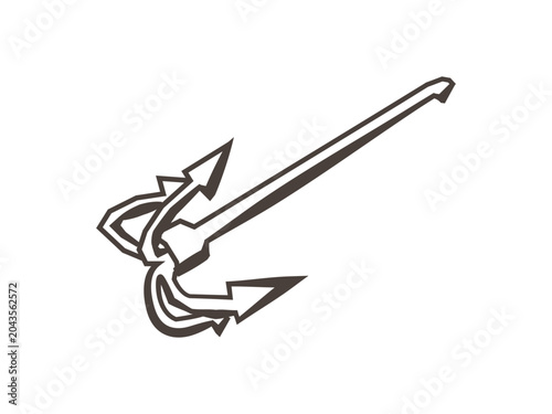 Anchor in simple sketch style with traditional flukes and shank. The illustration represents stability, maritime heritage and nautical navigation