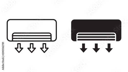 Air Conditioning Unit Icons with Airflow Direction Arrows