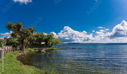 Konstfotografi Bolsena, Italy  - Panoramic View of  The Lake of Bolsena with Blue Sky and Cloud