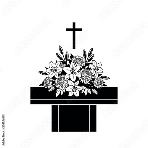 Foto Funeral flowers on a coffin.
