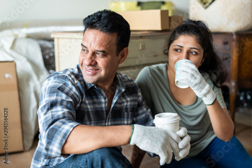 Photography Couple enjoying coffee break together