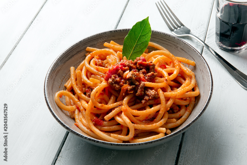 Obraz premium Pici al ragù di cinta Senese, tipica Pasta Italiana