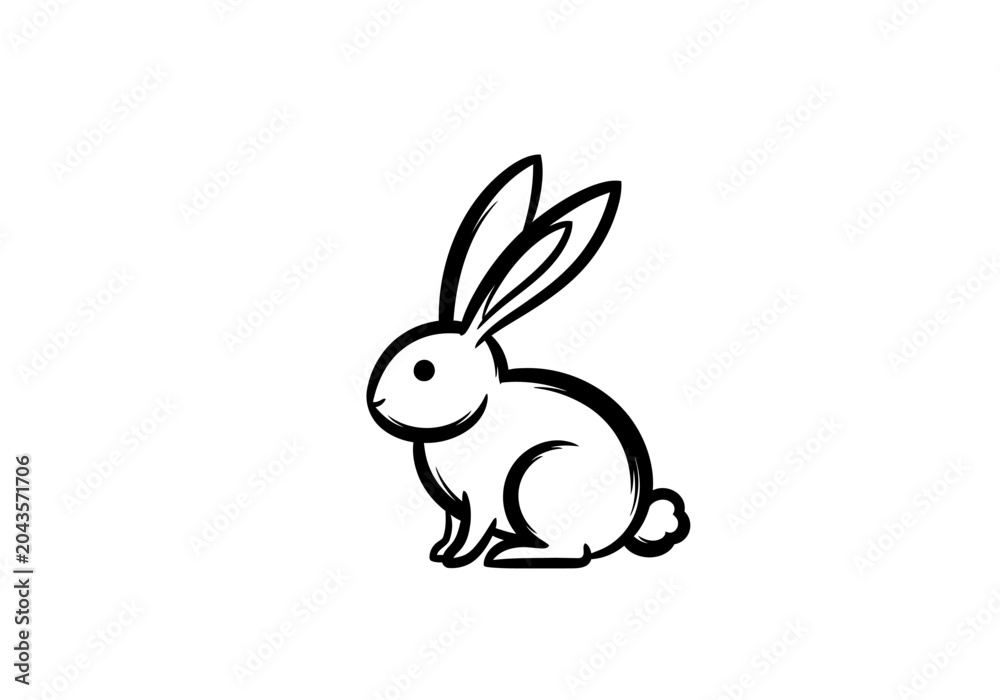 Obraz premium Minimalist rabbit line art illustration on white background
