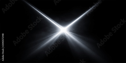 Foto Crystal Cross Light Burst: Radiant spotlight intersection with futuristic glowin