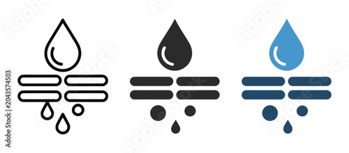 Photos Waterproof Fabric Icon Set Featuring Water Resistance and Liquid  Symbols, Vecto