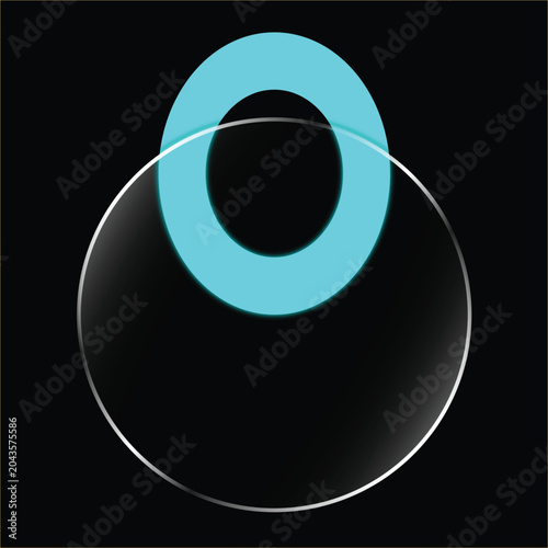 Glass Circle and Square Shapes on Black Background