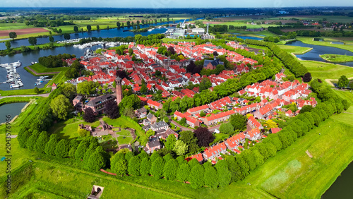 Aerial drone view of medieval Fortified City of Heusden, Netherlands, May 14, 2026