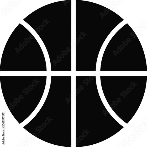 Minimalist black and white basketball flat sport symbol