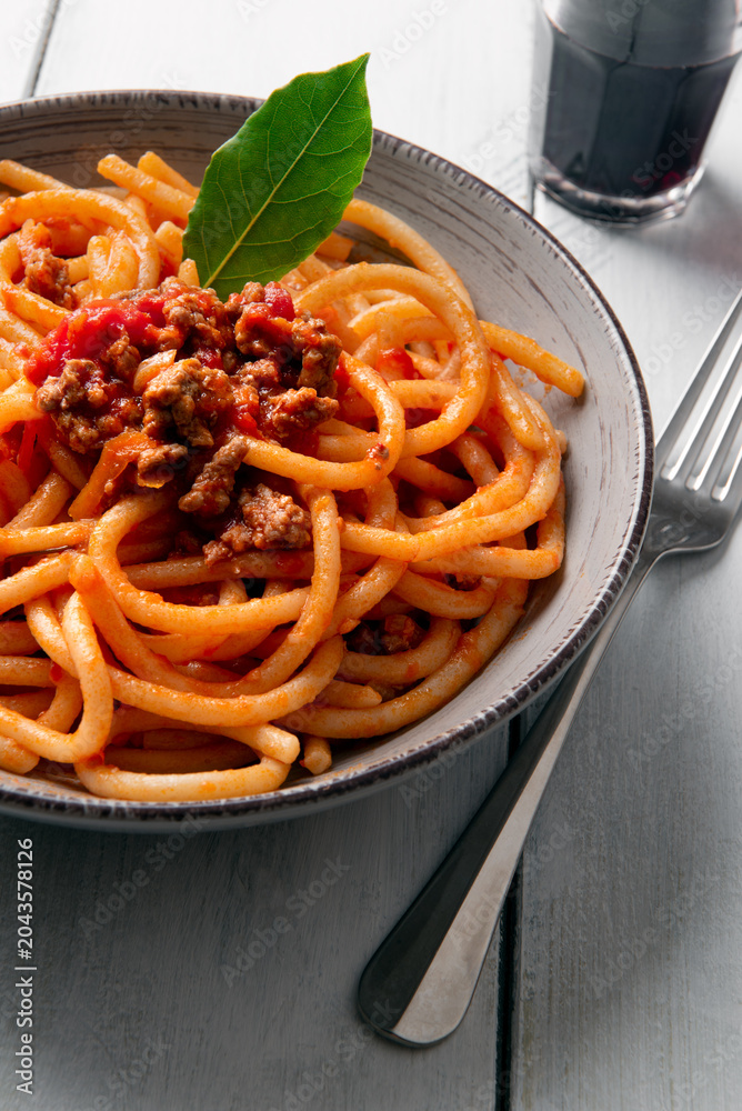 Obraz premium Pici al ragù di cinta Senese, tipica Pasta Italiana 