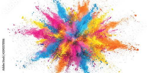 Obraz na płótnie Bright multi color paint powder explosion with vibrant pigments bursting in a la