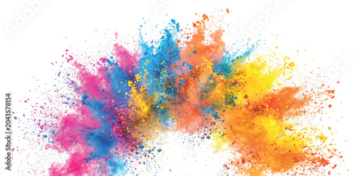Obraz na płótnie Bright colorful powder paint explosion with vibrant rainbow colors flying in the