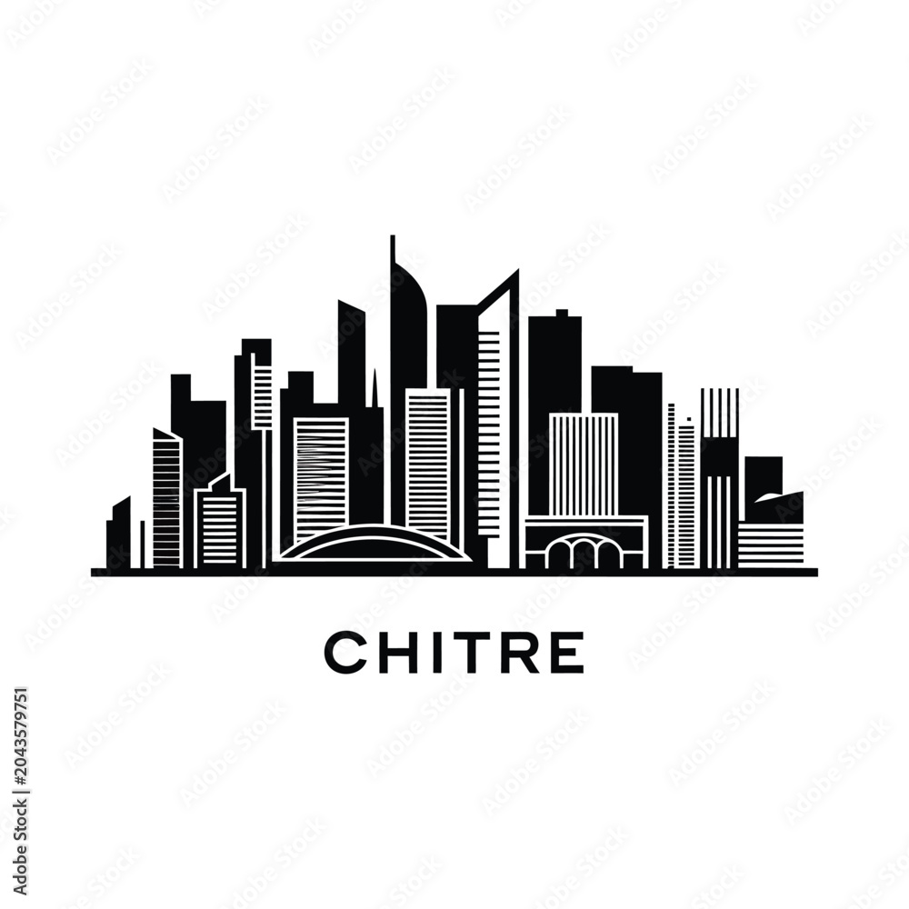 Obraz premium city skyline silhouette on white background urban