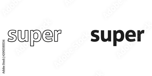 Billede på lærred Bold black lettering versus outline typeface on white background signifying cont