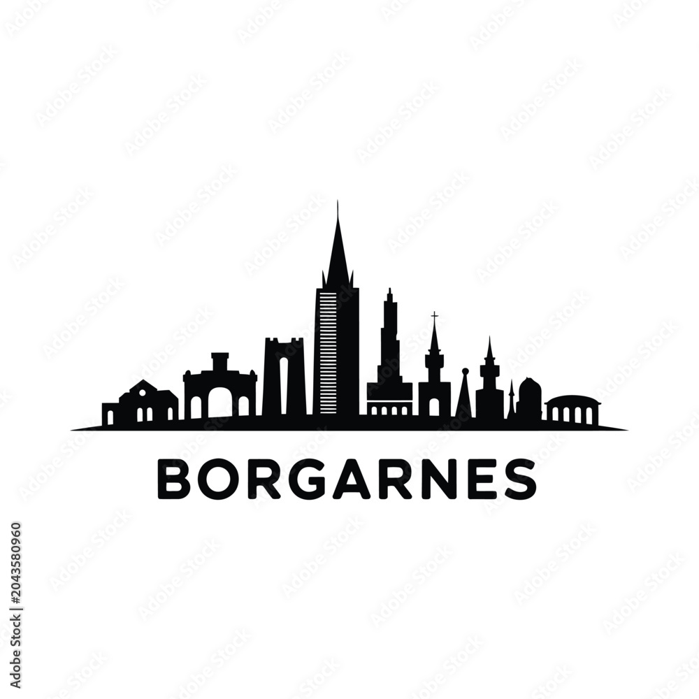 Obraz premium borgarnes city skyline silhouette architecture building structure