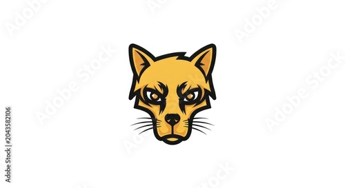 Cartoon angry cat face portrait.