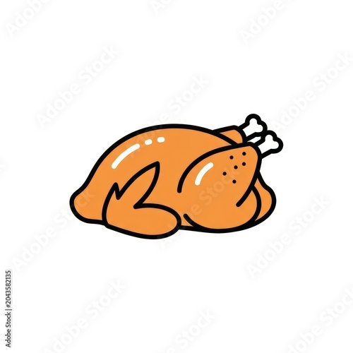 Cartoon roasted turkey dinner food.