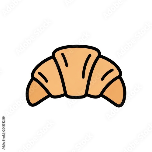 Cartoon illustration of a croissant.