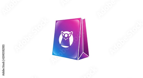 Colorful bag with white logo symbol.