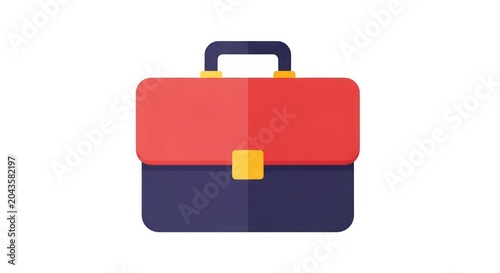 Colorful briefcase with handle and lock.