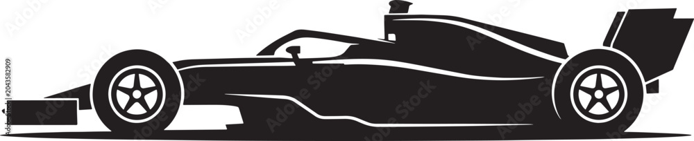 Naklejka premium Formula one racing car silhouette side view sports vehicle speed auto race.