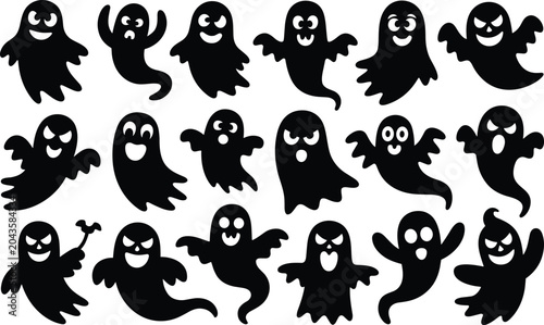 Photos Collection of various ghost silhouettes and friendly phantom shapes for hallowee