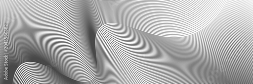 Billede på lærred A series of parallel horizontal black lines of varying thickness and density, creating a gradient effect