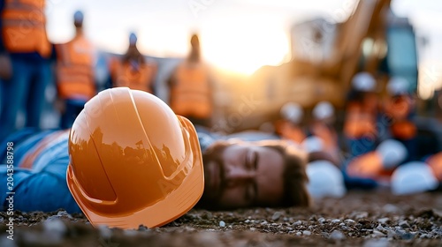 Injured construction worker after an accident at job site