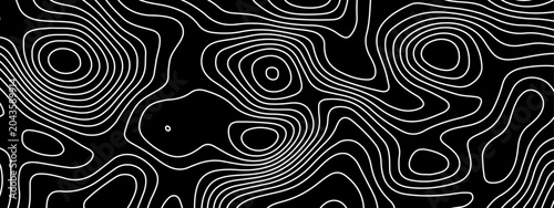 Foto Abstract topography pattern lines sea map area space geometric strip whit color grid line topo map black background