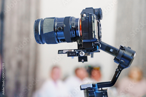 Cinematic filming gear with gimbal and camera