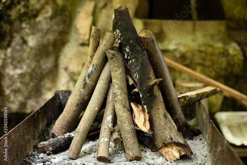 a lot of old wood in a fire.