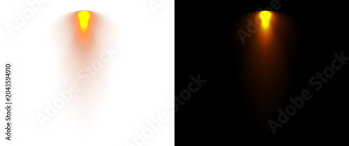 Fotografie Realistic rocket fire plume and engine exhaust flame, glowing orange jet propuls