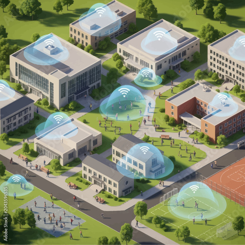 Photography Smart Campus Technology Connecting Buildings with Wireless Signals