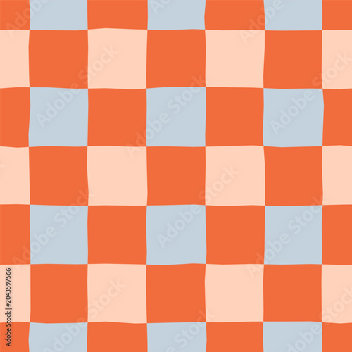 Cute checkered vector seamless pattern. Plaid endless background for prints, textile, wallpaper. Festive check pattern. Geometric flat vector illustration. Modern abstract print