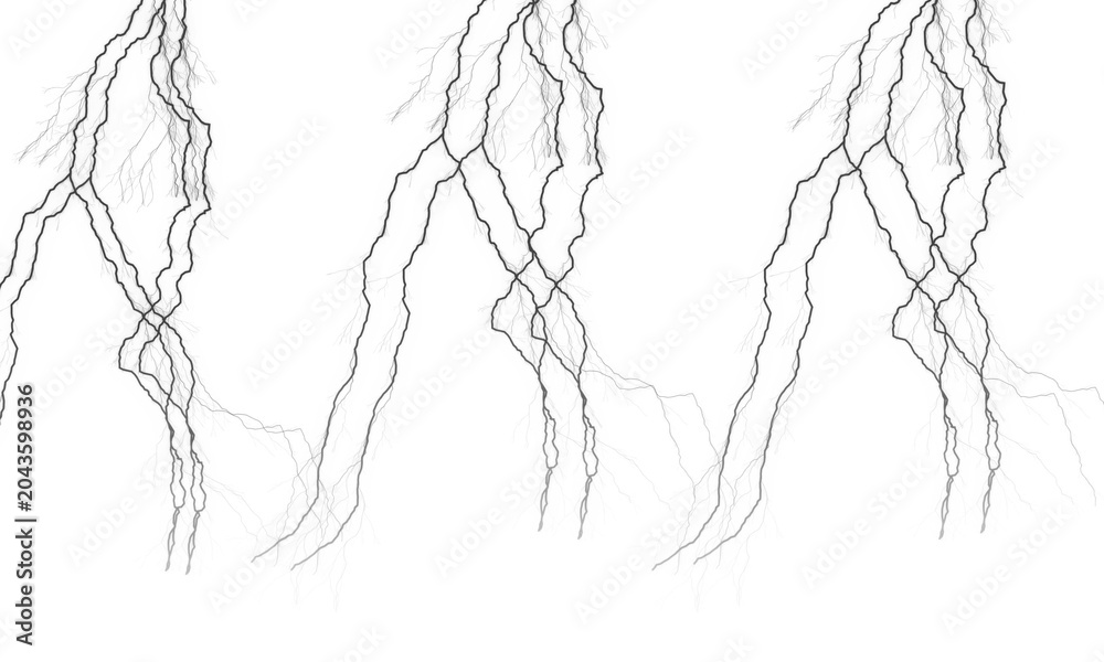 Fototapeta premium Minimalist lightning bolts illustration for dramatic design and decoration, simple black lines on white background