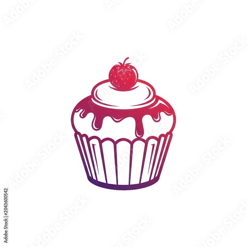 Colorful illustration of cupcake dessert.