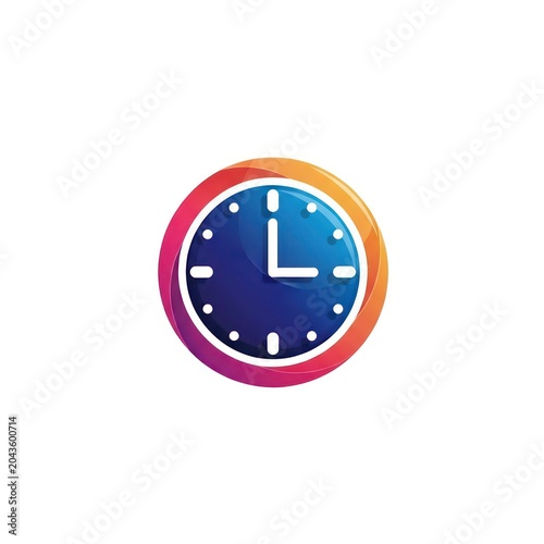 Modern colorful clock icon design element.