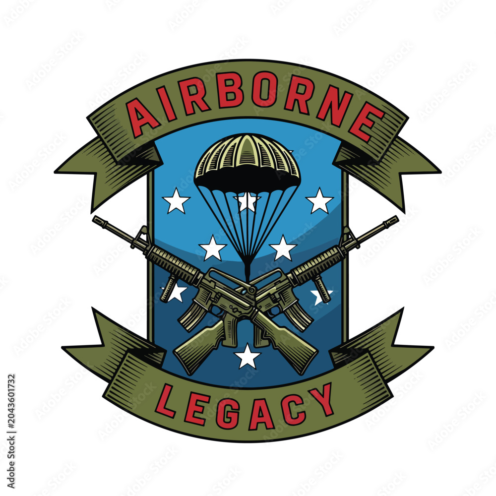 Obraz premium Airborne Legacy Military Paratrooper Emblem with Crossed Rifles.