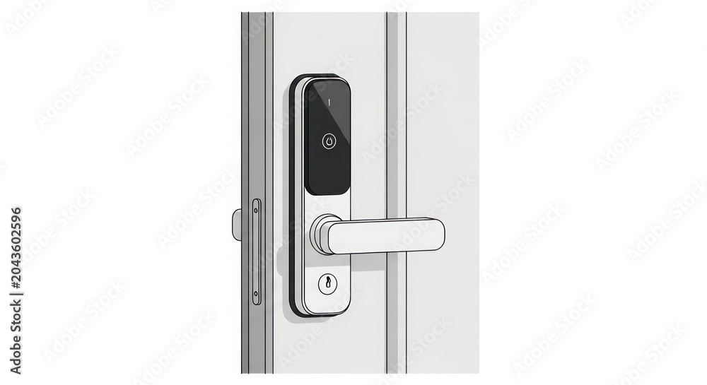 Naklejka premium Modern electronic door lock handle.
