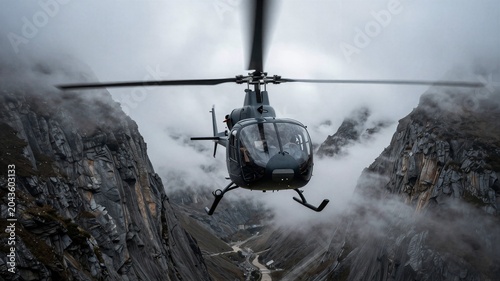 Mountain Pass with Low Hanging Clouds