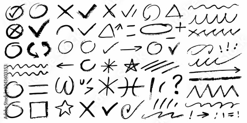 Foto handwritten symbols and arrows vector icon checkmark