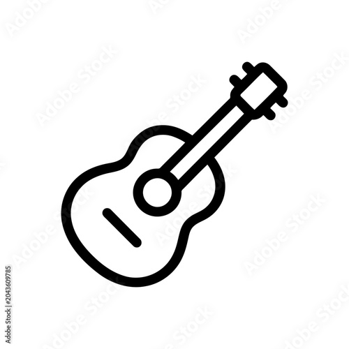 Photography A simple line art icon of an acoustic guitar, representing music, string instrum