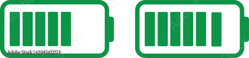 Green battery icons with different charge levels on white background  battery status symbols for electronic devices