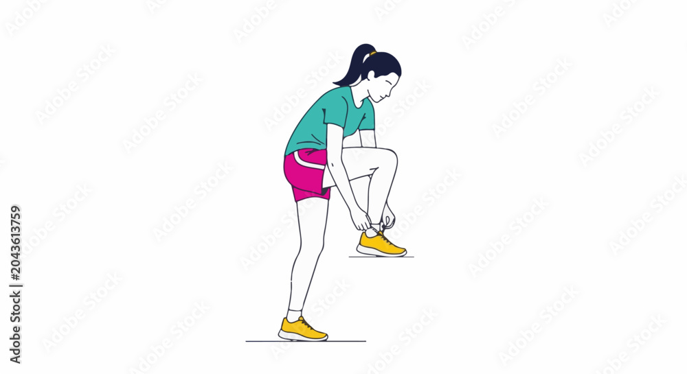 Fototapeta premium Fit individual tying laces on athletic shoes, ready for activity