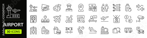 Konstfotografi Airport Web Icon Set in Linear Style
