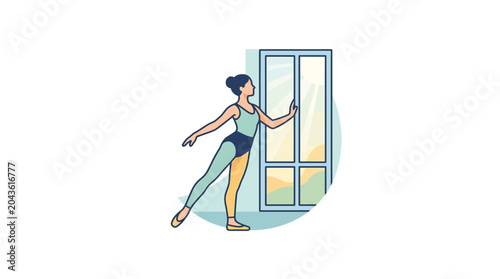 Fotografie A graceful ballerina practicing ballet poses in a studio setting.
