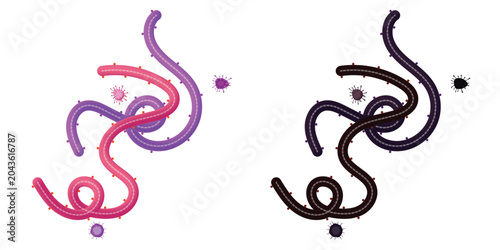 Photos An abstract, minimalist illustration of the Ebola virus showing tangled, worm-li