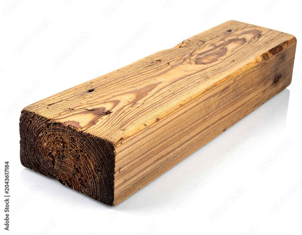 Fototapeta premium A light-colored wooden beam with visible grain and knots