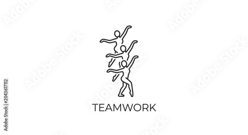 Canvastavla Minimalist line art logo featuring three stylized figures dancing together in unity